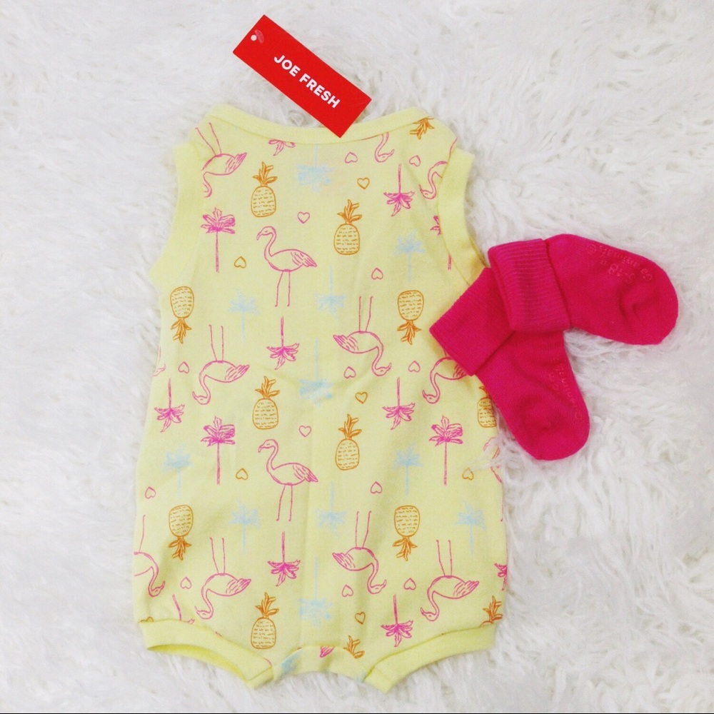 NWT Joe Fresh Yellow/Pink Tropical One Piece - Picture 3 of 6